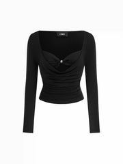 Sweetheart Twist Knotted Long Sleeve Top