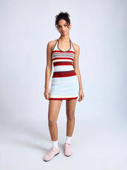 Knit Halter Striped Bobycon Mini Dress