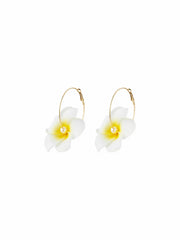 FLOWER & FAUX PEARL HOOP EARRINGS