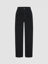 High Stretch Denim High Waist Pocket Cropped Straight Leg Jeans