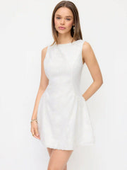 Boat Neck Sleeveless Lace A Line Mini Dress