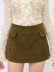 Suede Low Rise A-line Mini Skirt