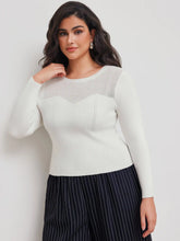 Knitted Round Neckline Solid Long Sleeve Top Curve & Plus