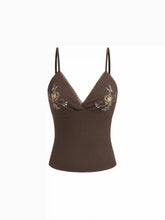 Floral Embroidery V-Neck Cami Top