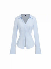 Stretch Cotton-blend Long Sleeve Shirt