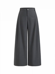 Mid Rise Pleated Wide Leg Trousers