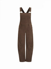 Corduroy Square Neck Metal Detail Barrel-leg Jumpsuit