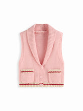Knit Button Contrasting Binding Vest