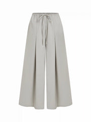 Cotton-blend Low Rise Drawstring Wide Leg Trousers