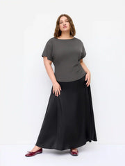 Cotton-blend Boat Neck Short Sleeve Tee Curve & Plus