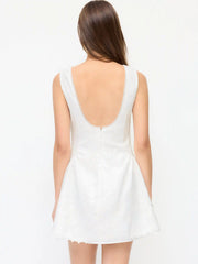 Boat Neck Sleeveless Lace A Line Mini Dress