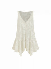 Jacquard V-neck Floral Lace Panel Ruffled Oversized Blouse