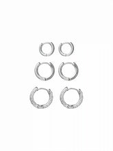 3 PAIRS TEXTURED HOOP EARRINGS SET