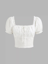 Cotton-blend Broderie Anglaise Puff Sleeve Crop Blouse