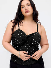 Cotton-blend Polka Dot Ruched Knotted Cami Top Curve & Plus