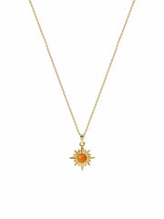 GEMSTONE DECOR SUN PENDANT NECKLACE