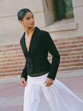 Collar Long Sleeve Button Front Crop Blazer