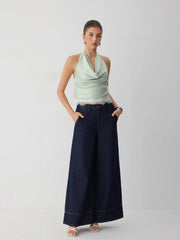Satin Lace Halter Top