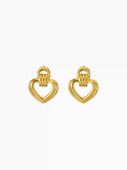 HEART & KNOT 18K GOLD PLATED STAINLESS STEEL STUD EARRING