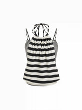 Cotton-blend Striped Halter Neck Cami Top