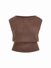 Knit Boat Neck Hollow Out Top Curve & Plus