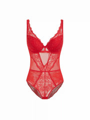 Lace V-neck Cut Out Bodysuit