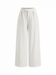 Cotton-blend Mid Rise Elastic Waist Straight Leg Trousers
