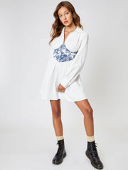 Toile de Jouy Patchy Shirt Dress