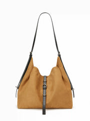 FAUX SUEDE BUCKLE TOTE BAG