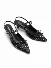 POINTED TOE BOWKNOT DECOR POLKA DOT KITTEN HEELS