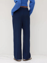Mid Rise Straight Leg Pleated Trouser