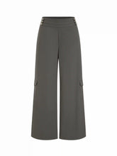 Cotton Mid Rise Cargo Metal Detail Wide Leg Trousers Oversized