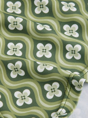 Halter Neckline Geometric Floral Shorts Bikini Set