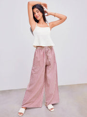 Seersucker & Striped Wide Leg Pant