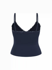 Cotton-blend V-neck Lace Trim Cami Top Curve & Plus