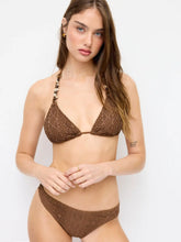 Halter Neckline Broderie Anglaise Beaded Detail Ring Linked Triangle Bikini Set
