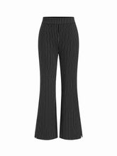 Jersey Mid Rise Striped Pocket Flared Trousers