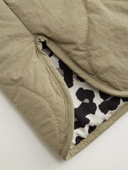 Stand Collar Leopard Print Oversized Long Sleeve Quilted Puffer