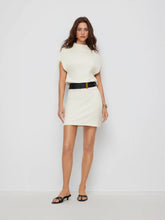 Cotton-blend High Neck Batwing Sleeve Straight Mini Dress With Belt