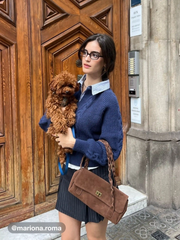 Cable Knit Collar Two Tone Long Sleeve Top