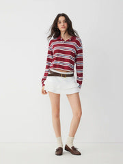 Mid Rise Pleated Tiered Button Mini Skirt