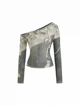 Asymmetrical Neck Conversational Top