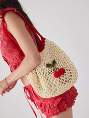 CHERRY KNITTED SHOULDER BAG