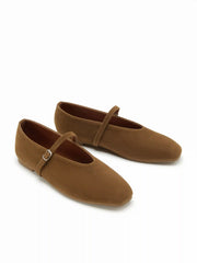 FAUX SUEDE MARY JANE FLATS