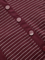 Wool-blend Hooded Striped Long Sleeve Top