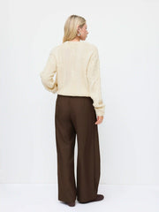 Mid Rise Wrap Straight Leg Trousers