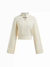 Knit Metal Detail Long Sleeve Oversized Top