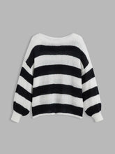 Knit Boat Neck Striped Long Sleeve Sweater