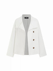 Cotton-Blend Funnel Neck Belted Button Windbreaker