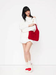 BOWKNOT DECOR KNITTED HANDBAG